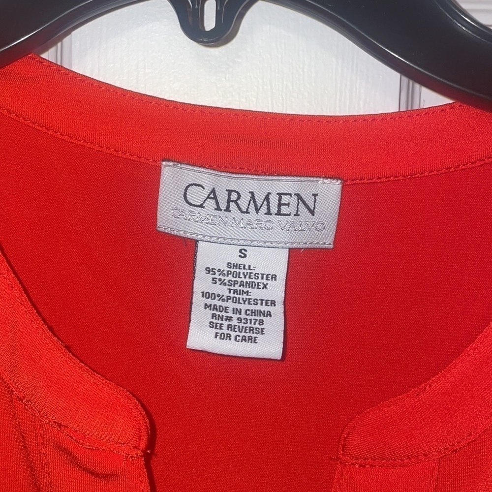 Carmen Marc Valvo Blood Orange Tank Top Blouse Small - Picture 3 of 5